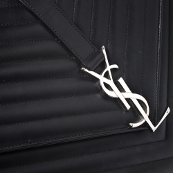 Pre Owned Saint Laurent Black Leather Monogram Envelope Shoulder Bag