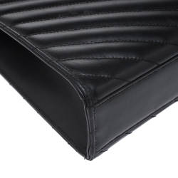 Pre Owned Saint Laurent Black Leather Monogram Envelope Shoulder Bag
