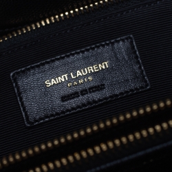 Pre Owned Saint Laurent Black Matelasse Leather Cassandre Shopper Tote