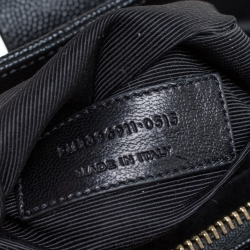 Pre Owned Saint Laurent Black Matelasse Leather Cassandre Shopper Tote