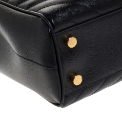 Pre Owned Saint Laurent Black Matelasse Leather Cassandre Shopper Tote
