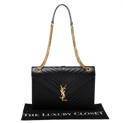 Saint Laurent Black Matelasse Leather Large Cassandre Flap Bag