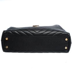 Pre Owned حقيبة يد سان لوران باريس شوبر كاساندريه جلد ماتيلاس سوداء