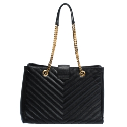 Pre Owned حقيبة يد سان لوران باريس شوبر كاساندريه جلد ماتيلاس سوداء