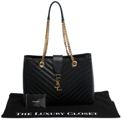 Pre Owned حقيبة يد سان لوران باريس شوبر كاساندريه جلد ماتيلاس سوداء