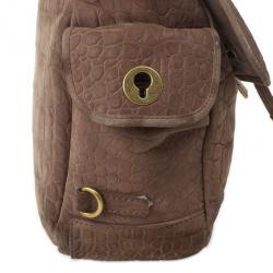 Pre Owned Yves Saint Laurent Brown Croc Embossed  Shoulder Bag