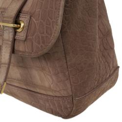 Pre Owned Yves Saint Laurent Brown Croc Embossed  Shoulder Bag