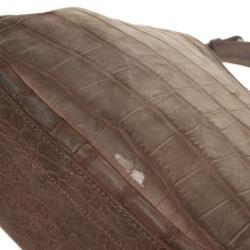 Pre Owned Yves Saint Laurent Brown Croc Embossed  Shoulder Bag