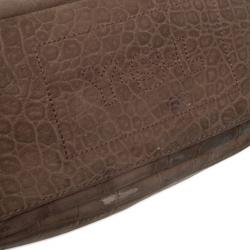 Pre Owned Yves Saint Laurent Brown Croc Embossed  Shoulder Bag