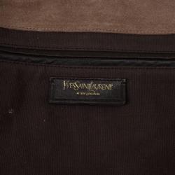 Pre Owned Yves Saint Laurent Brown Croc Embossed  Shoulder Bag