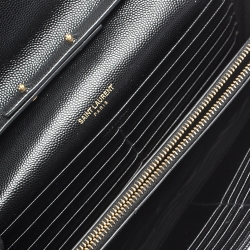 Pre Owned Saint Laurent Paris Black Leather Monogram Wallet On Chain
