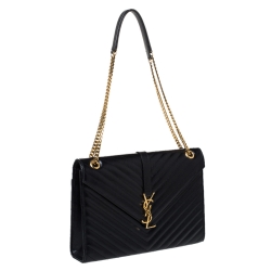 Pre Owned حقيبة كتف سان لوران مغلف مونوغرامية جلد عنابية