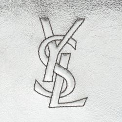 Pre Owned Saint Laurent Paris Metallic Silver Leather Wallet on Chain