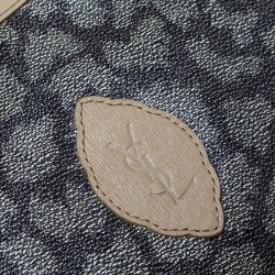 Pre Owned حقيبة كتف ايف سان لوران كانفاس مقوى بيج و رصاصي