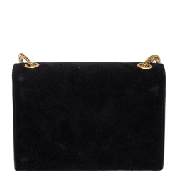 Pre Owned حقيبة كروس سان لوران باريس شراشيب كيت صغيرة جلد لامعة سوداء