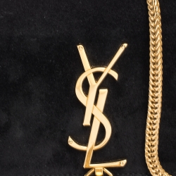 Pre Owned حقيبة كروس سان لوران باريس شراشيب كيت صغيرة جلد لامعة سوداء