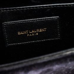 Pre Owned حقيبة كروس سان لوران باريس شراشيب كيت صغيرة جلد لامعة سوداء