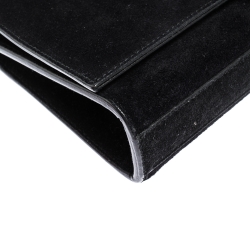 Pre Owned حقيبة كروس سان لوران باريس شراشيب كيت صغيرة جلد لامعة سوداء