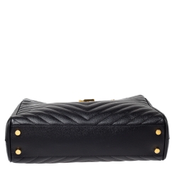 Pre Owned حقيبة يد سان لوران باريس شوبر كاساندريه جلد ماتيلاس سوداء