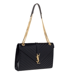 مملوكة مسبقًا حقيبة كتف سان لوران مغلف مونوغرامية جلد عنابية