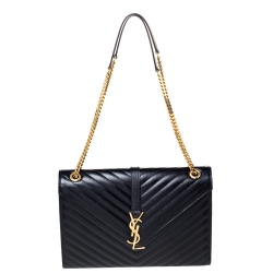 مملوك ة مسبقًا حقيبة كتف سان لوران مغلف مونوغرامية جلد عنابية