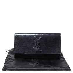 Pre Owned Yves Saint Laurent Deep Green Patent Leather Belle De Jour Flap Clutch