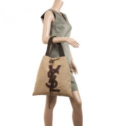 Pre Owned Yves Saint Lauren Brown Jute Tote