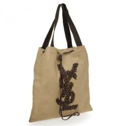 Pre Owned Yves Saint Lauren Brown Jute Tote