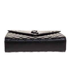 Pre Owned Saint Laurent Black Mix Matelasse Leather Medium Envelope Shoulder Bag