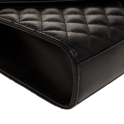 Pre Owned Saint Laurent Black Mix Matelasse Leather Medium Envelope Shoulder Bag