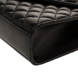 Pre Owned Saint Laurent Black Mix Matelasse Leather Medium Envelope Shoulder Bag