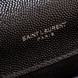 Pre Owned Saint Laurent Black Mix Matelasse Leather Medium Envelope Shoulder Bag