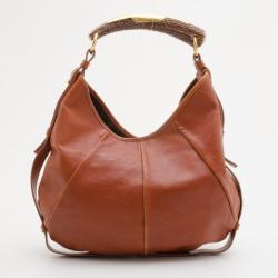 Pre Owned Saint Laurent Brown Leather Mini Mombasa Hobo