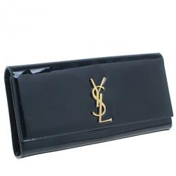 Pre Owned حقيبة سان لوران باريس بيل دي جور جلد أسود لامع