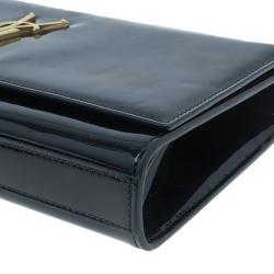 Pre Owned حقيبة سان لوران باريس بيل دي جور جلد أسود لامع