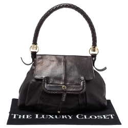 مملوكة مسبقًا حقيبة ايف سان لوران جلد بني داكن 