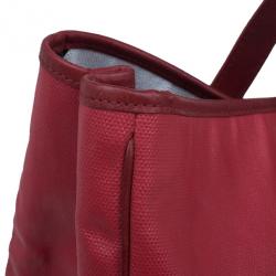 Pre Owned Saint Laurent Paris Red and White Canvas Raspail Tote