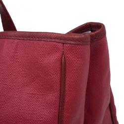 Pre Owned Saint Laurent Paris Red and White Canvas Raspail Tote