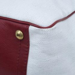 Pre Owned Saint Laurent Paris Red and White Canvas Raspail Tote