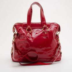 مملوكة مسبقًا Saint Laurent Paris Red Patent Croc Embossed Tote