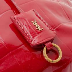 مملوكة مسبقًا Saint Laurent Paris Red Patent Croc Embossed Tote
