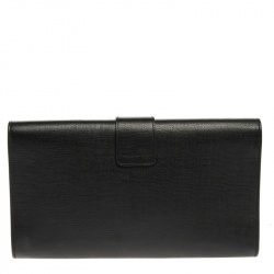 Pre Owned Saint Laurent Black Texured Leather Y Line Clutch