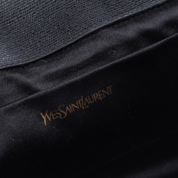 Pre Owned Saint Laurent Black Texured Leather Y Line Clutch