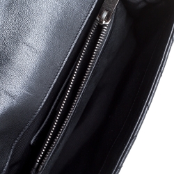 Pre Owned Saint Laurent Black Chevron Quilted Soft Leather Monogram Envelope Flap Shoulder Bag
