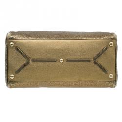 Pre Owned Saint Laurent Paris Metallic Gold Leather Medium Majorelle Tote Bag