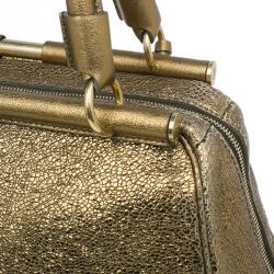 Pre Owned Saint Laurent Paris Metallic Gold Leather Medium Majorelle Tote Bag