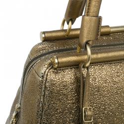 Pre Owned Saint Laurent Paris Metallic Gold Leather Medium Majorelle Tote Bag