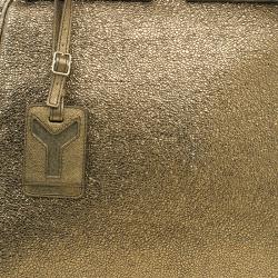 Pre Owned Saint Laurent Paris Metallic Gold Leather Medium Majorelle Tote Bag