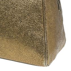 Pre Owned Saint Laurent Paris Metallic Gold Leather Medium Majorelle Tote Bag