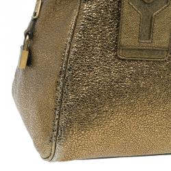 Pre Owned Saint Laurent Paris Metallic Gold Leather Medium Majorelle Tote Bag